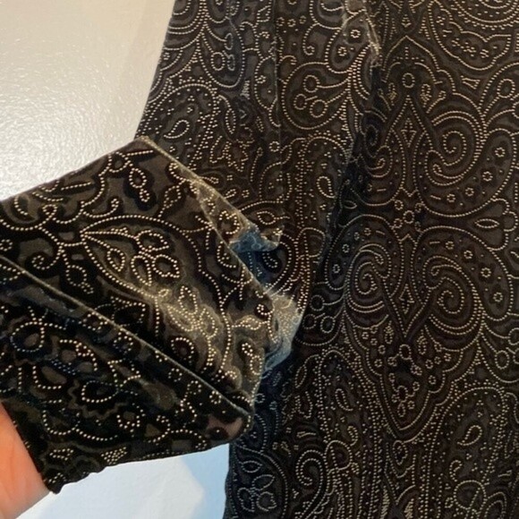 Dialogue Burnout Velvet Women's Top Size M Color Black Embellished Sheer USA - Picture 5 of 7